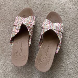 CL by Laundry Multicolor Woven Slide Sandals with Tan Footbed